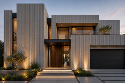 Linear ribbed architectural concrete finish